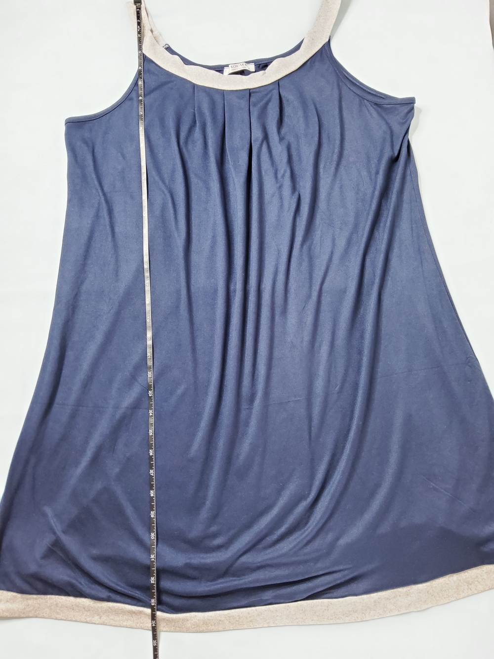 Navy Sleeveless Sleep Gown with Grey Trim - Women's Top - Picture 4 of 6